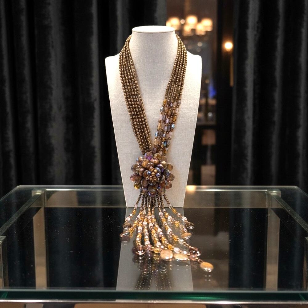 Joan Rivers "Starlet Style" Flower Statement Necklace in Bronze Tones - Picture 1 of 5